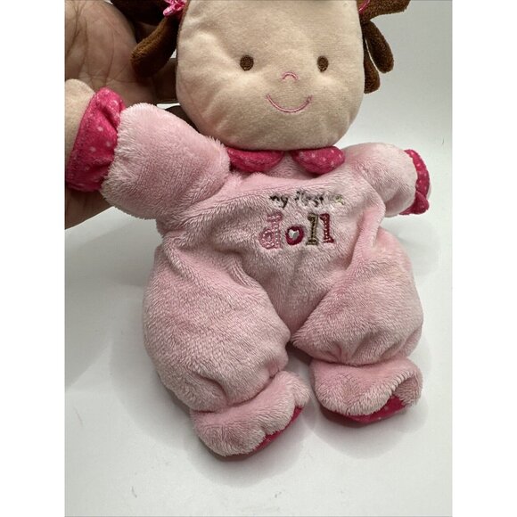 JUST ONE YEAR MY FIRST DOLL BEAN BAG SOFT STUFFED PLUSH PINK BROWN PIGTAIL GIRL - Picture 3 of 16
